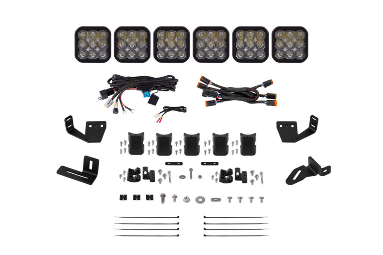 Diode Dynamics Prinsu/Sherpa Roof Racks- SS5 6-Pod CrossLink Mounting Kit - Pro White Driving - DD7822