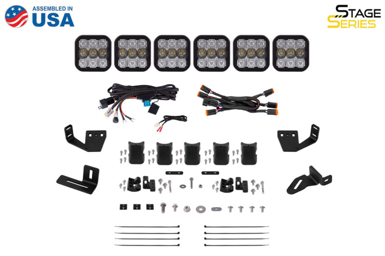 Diode Dynamics Prinsu/Sherpa Roof Racks- SS5 7-Pod CrossLink Mounting Kit - Sport White Combo - DD7824