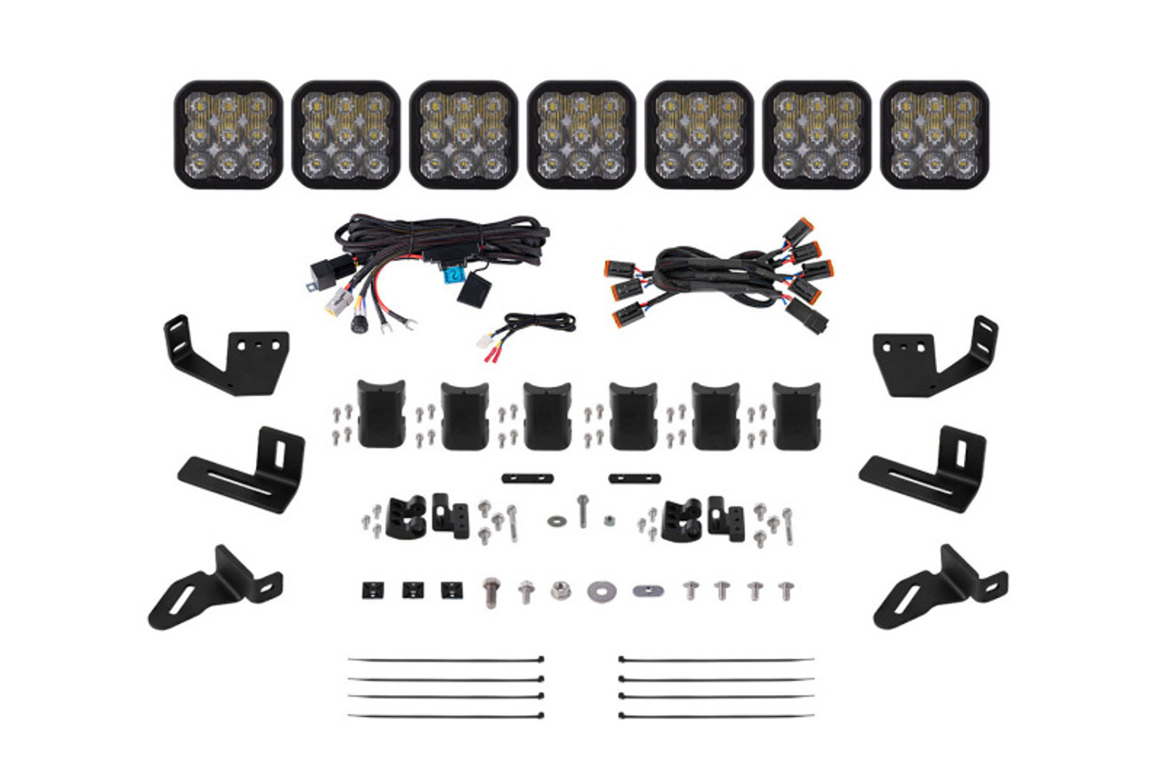 Diode Dynamics Prinsu/Sherpa Roof Racks- SS5 7-Pod CrossLink Mounting Kit - Pro White Driving - DD7830