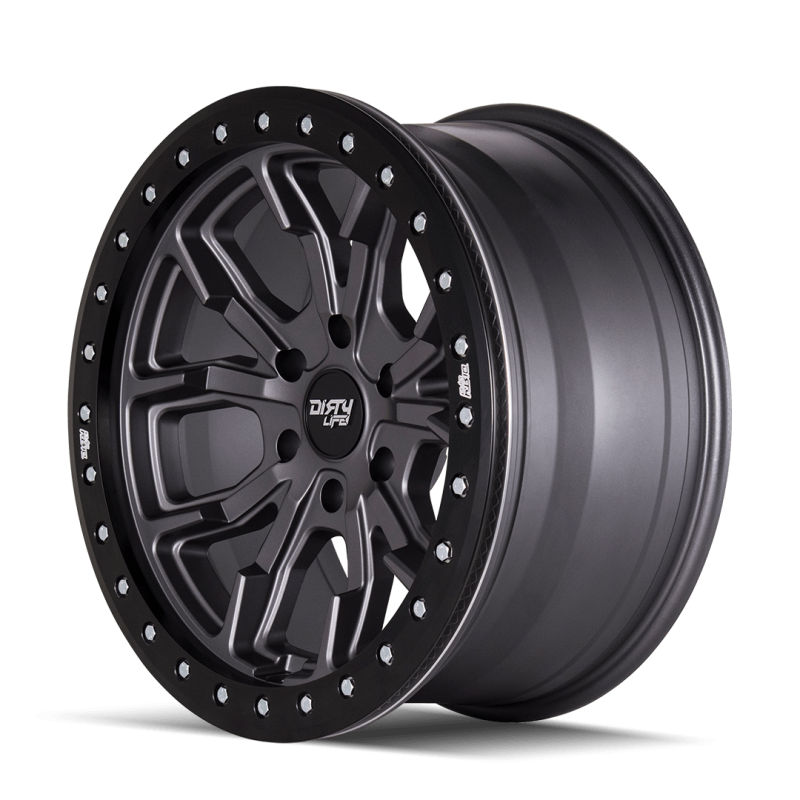 Dirty Life 9303 DT-1 17x9/6x139.7 BP/-12mm Offset/106mm Hub Matte Gunmetal Wheel - Beadlock - 9303-7983MGT12 Photo - Primary