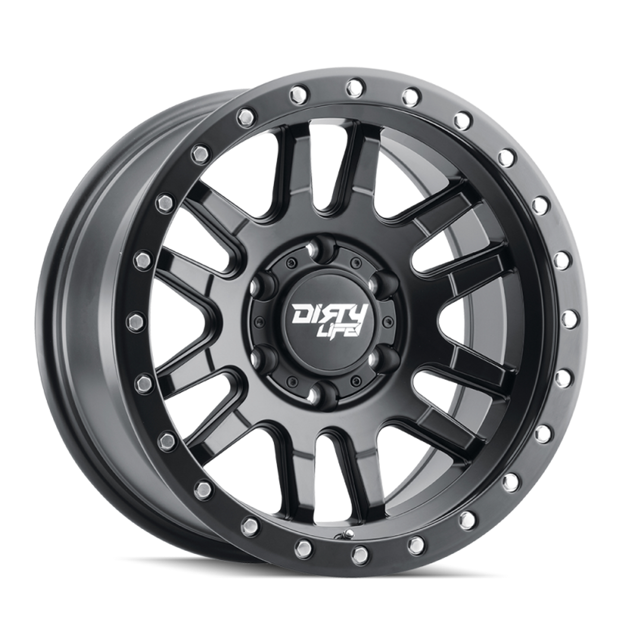 Dirty Life 9309 Canyon Pro 17x9/5x127 BP/-12mm Offset/71.5mm Hub Matte Black Wheel - Beadlock - 9309-7973MB12