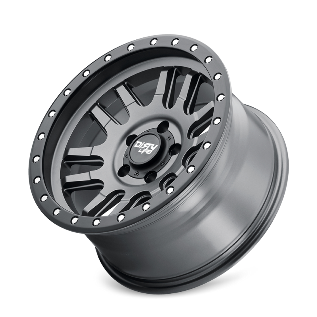 Dirty Life 9309 Canyon Pro 17x9/5x127 BP/-12mm Offset/71.5mm Hub Satin Graphite Wheel - Beadlock - 9309-7973MGT12