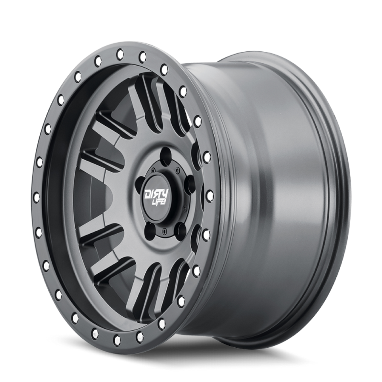Dirty Life 9309 Canyon Pro 17x9/5x127 BP/-38mm Offset/71.5mm Hub Satin Graphite Wheel - Beadlock - 9309-7973MGT38