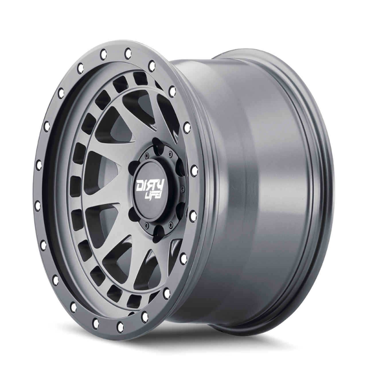 Dirty Life 9311 Enigma Pro 17x9/5x127 BP/-12mm Offset/71.5mm Hub Satin Graphite Wheel - Beadlock - 9311-7973MGT12