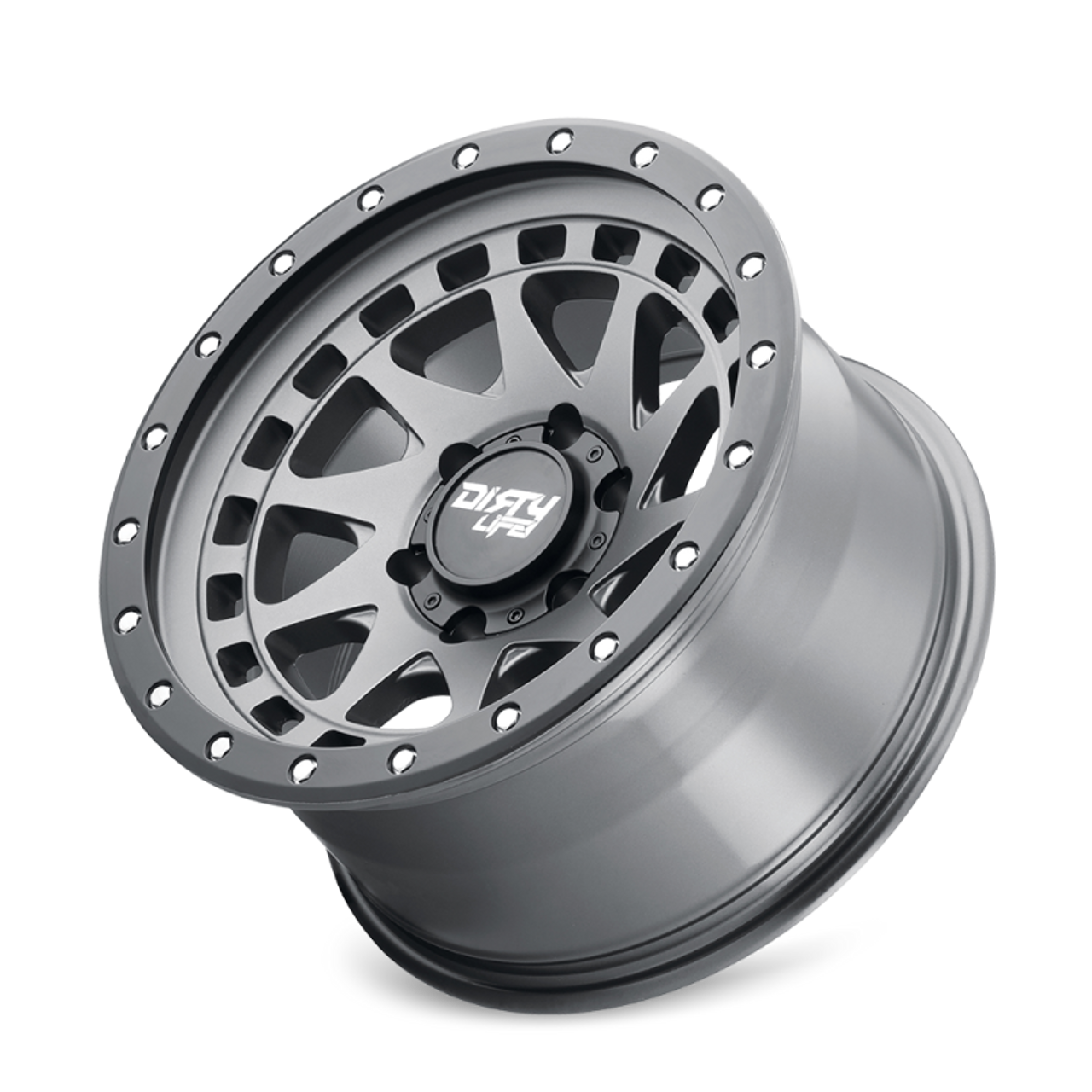 Dirty Life 9311 Enigma Pro 17x9/5x127 BP/-12mm Offset/71.5mm Hub Satin Graphite Wheel - Beadlock - 9311-7973MGT12