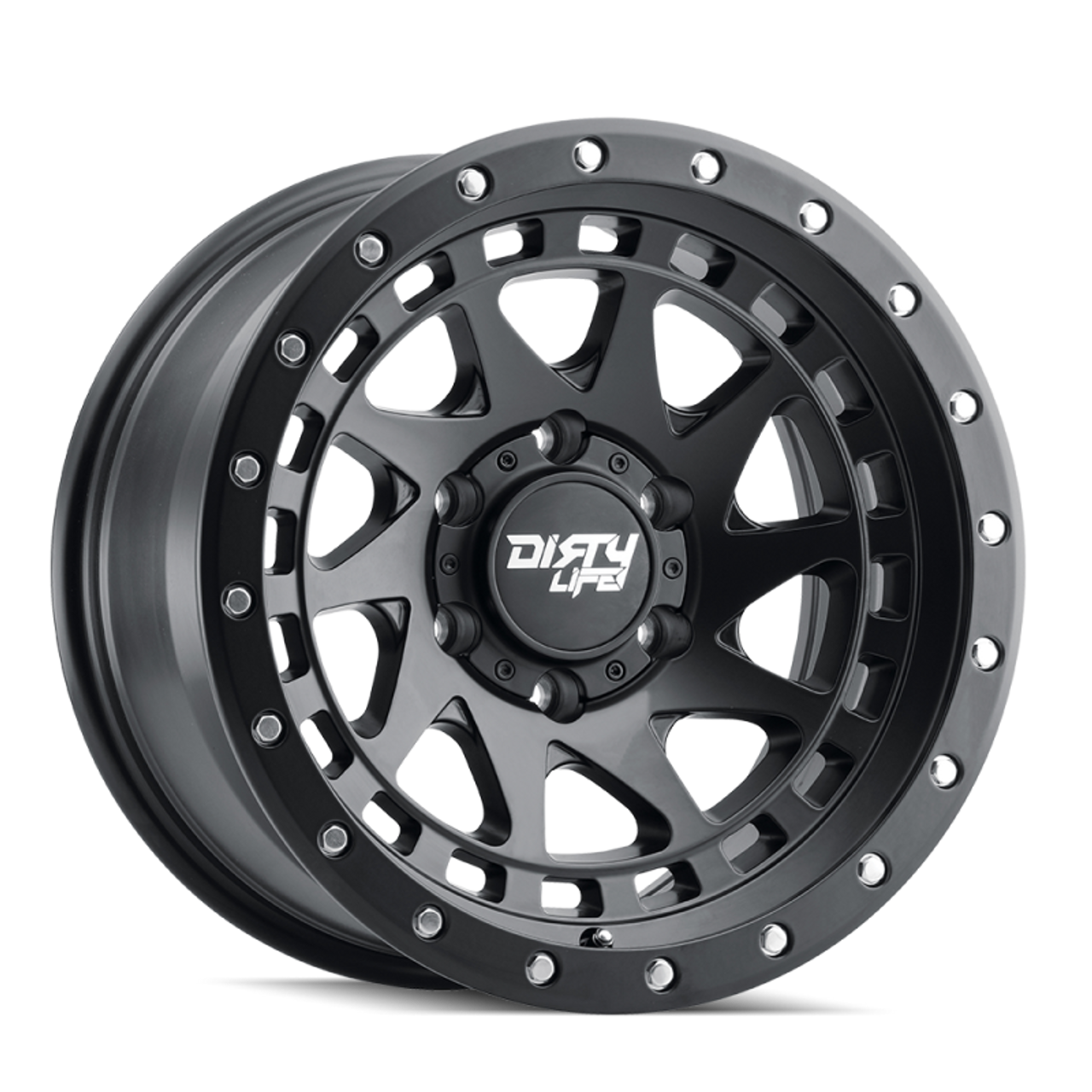 Dirty Life 9311 Enigma Pro 17x9/6x139.7 BP/-12mm Offset/106mm Hub Matte Black Wheel - Beadlock - 9311-7983MB12