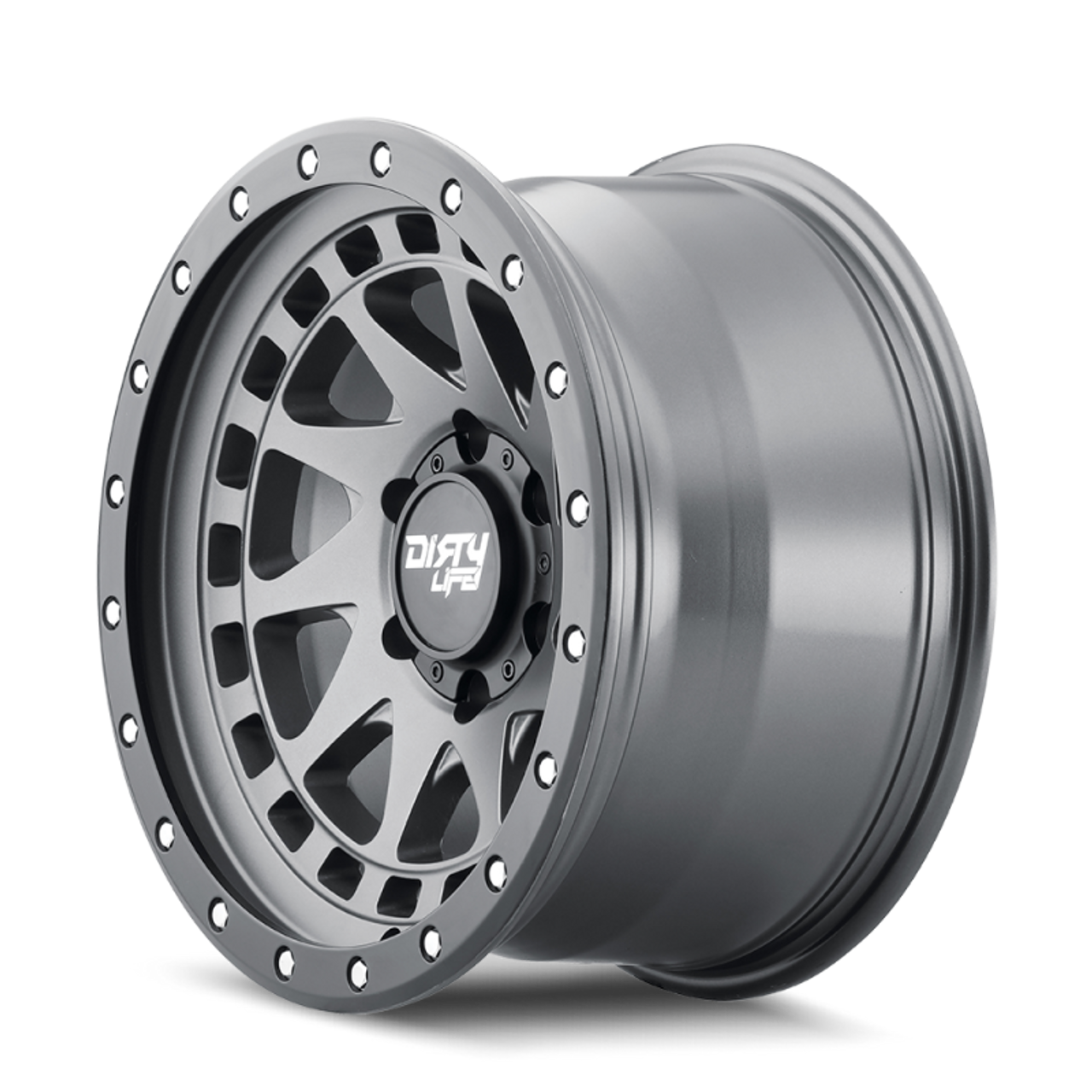 Dirty Life 9311 Enigma Pro 17x9/6x139.7 BP/-12mm Offset/106mm Hub Satin Graphite Wheel - Beadlock - 9311-7983MGT12