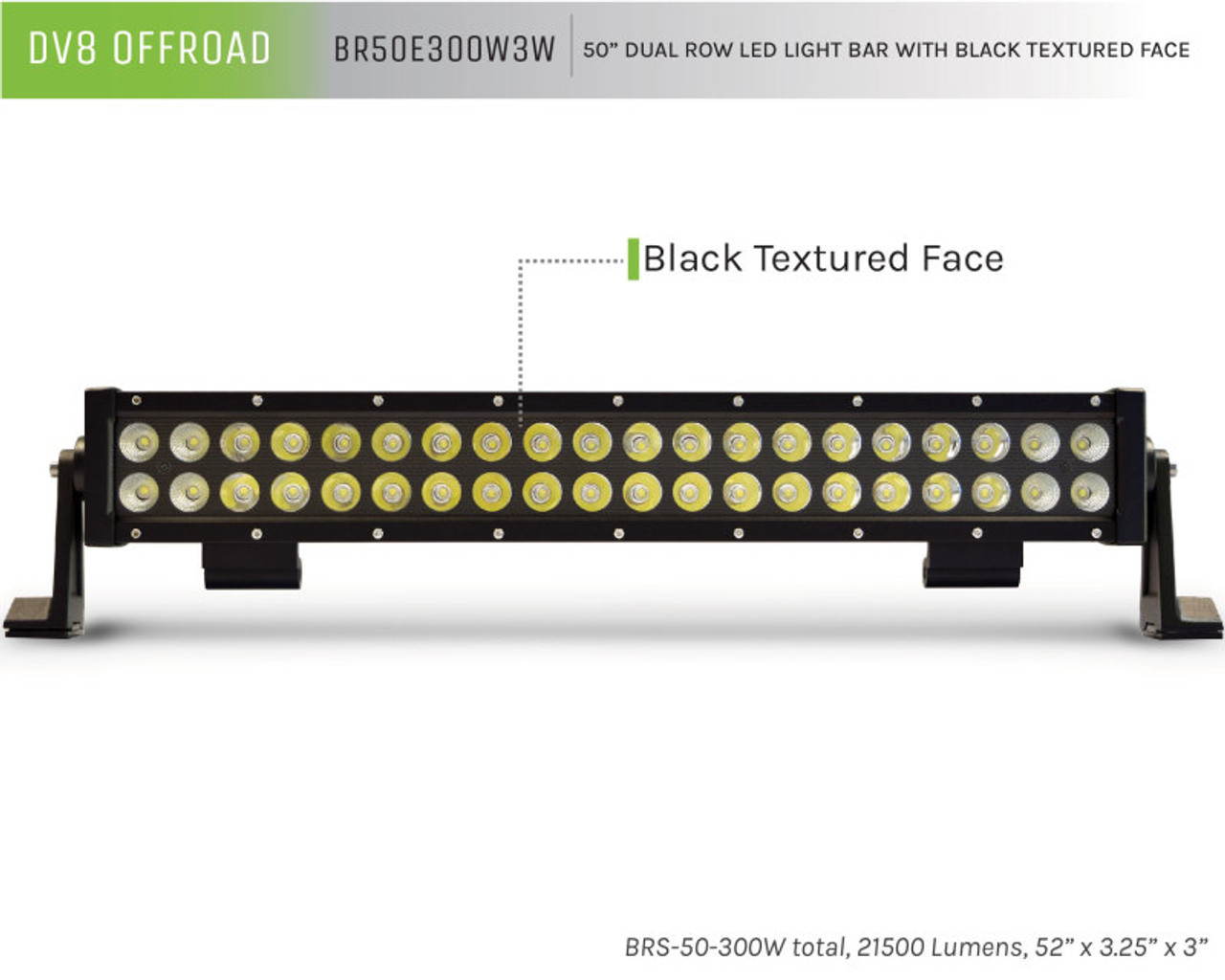 DV8 Offroad BRS Pro Series 50in Light Bar 300W Flood/Spot 3W LED - Black - BR50E300W3W