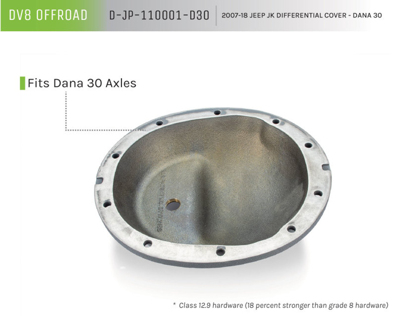 DV8 Offroad HD Dana 30 Diff Cover Cast Iron Gray Powdercoat - D-JP-110001-D30