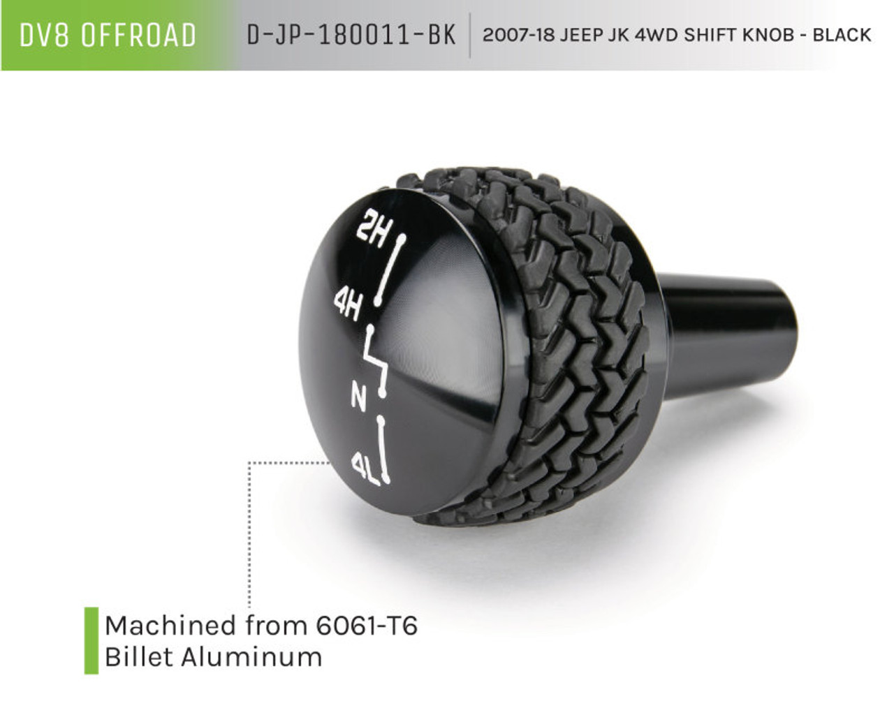 DV8 Offroad 2007-2018 Jeep JK 4WD Shift Knob Black Finish - D-JP-180011-BK