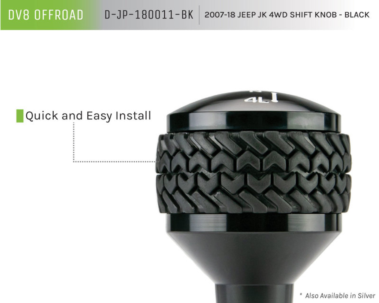 DV8 Offroad 2007-2018 Jeep JK 4WD Shift Knob Black Finish - D-JP-180011-BK