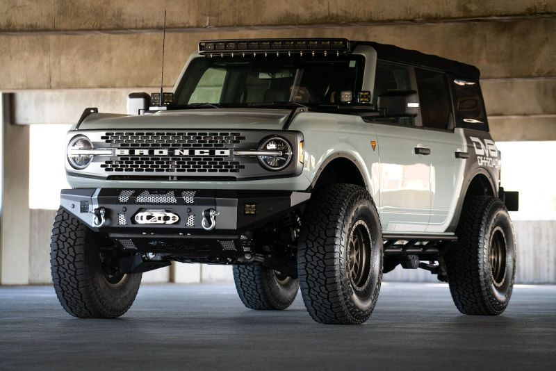 DV8 Offroad 2021+ Ford Bronco Front Bumper Winch Capable w/ Optional Bull Bar/Aux Light Opening - FBBR-01