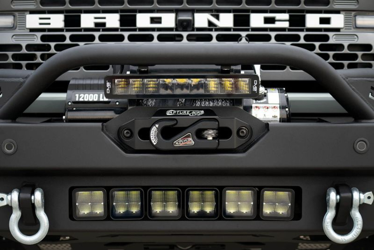 DV8 Offroad 2021+ Ford Bronco Modular Front Bumper Winch Capable w/ Auxiliary Light Mounts - FBBR-02 DV8 Offroad 2021+ Ford Bronco Modular Front Bumper Winch Capable w/ Auxiliary Light Mounts - FBBR-02