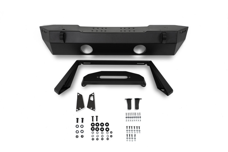 DV8 Offroad 07-23 Jeep Wrangler/Gladiator JT/JK/JL FS-25 Stubby Front Bumper w/Plated Bull Bar - FBJL-06