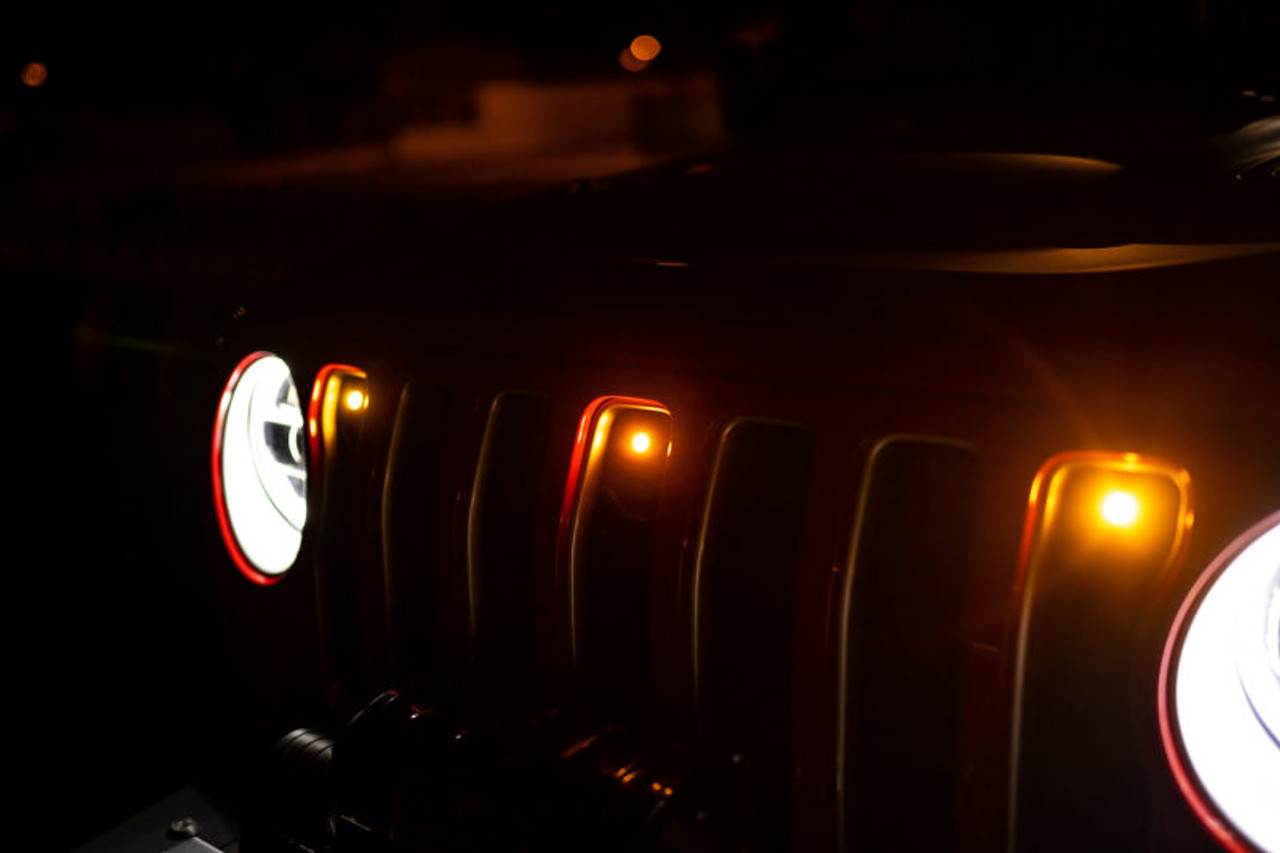 DV8 Offroad 2018+ Jeep JL Grill Amber Marker Lights - GRJL-02