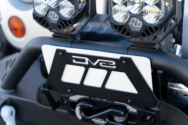 DV8 Offroad Fairlead Mounted Flip-Up License Plate Bracket - LPBM-02