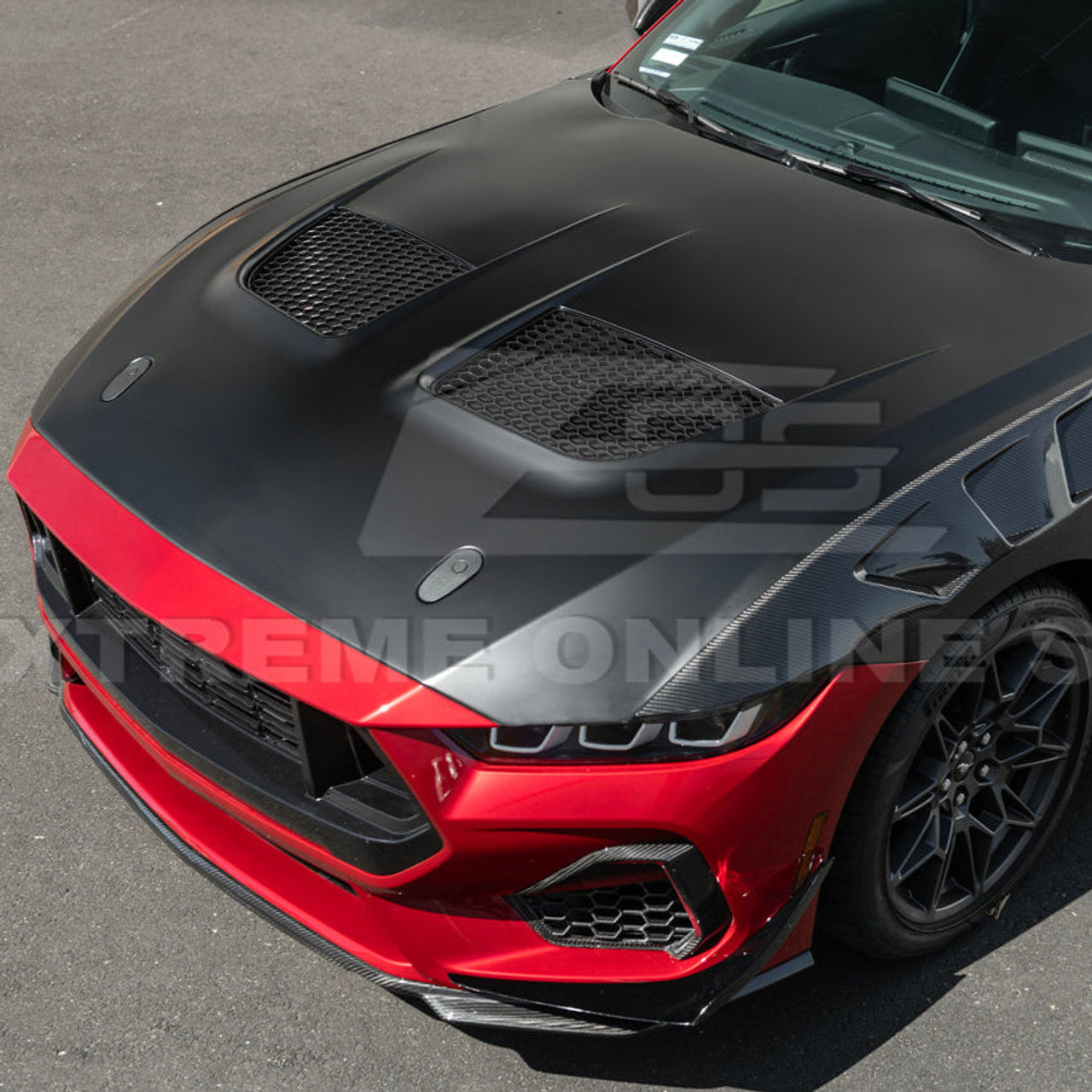 EOS Primed Black Hood - GTD Style - 2024+ Ford Mustang (HOOD-1015-ALU)
