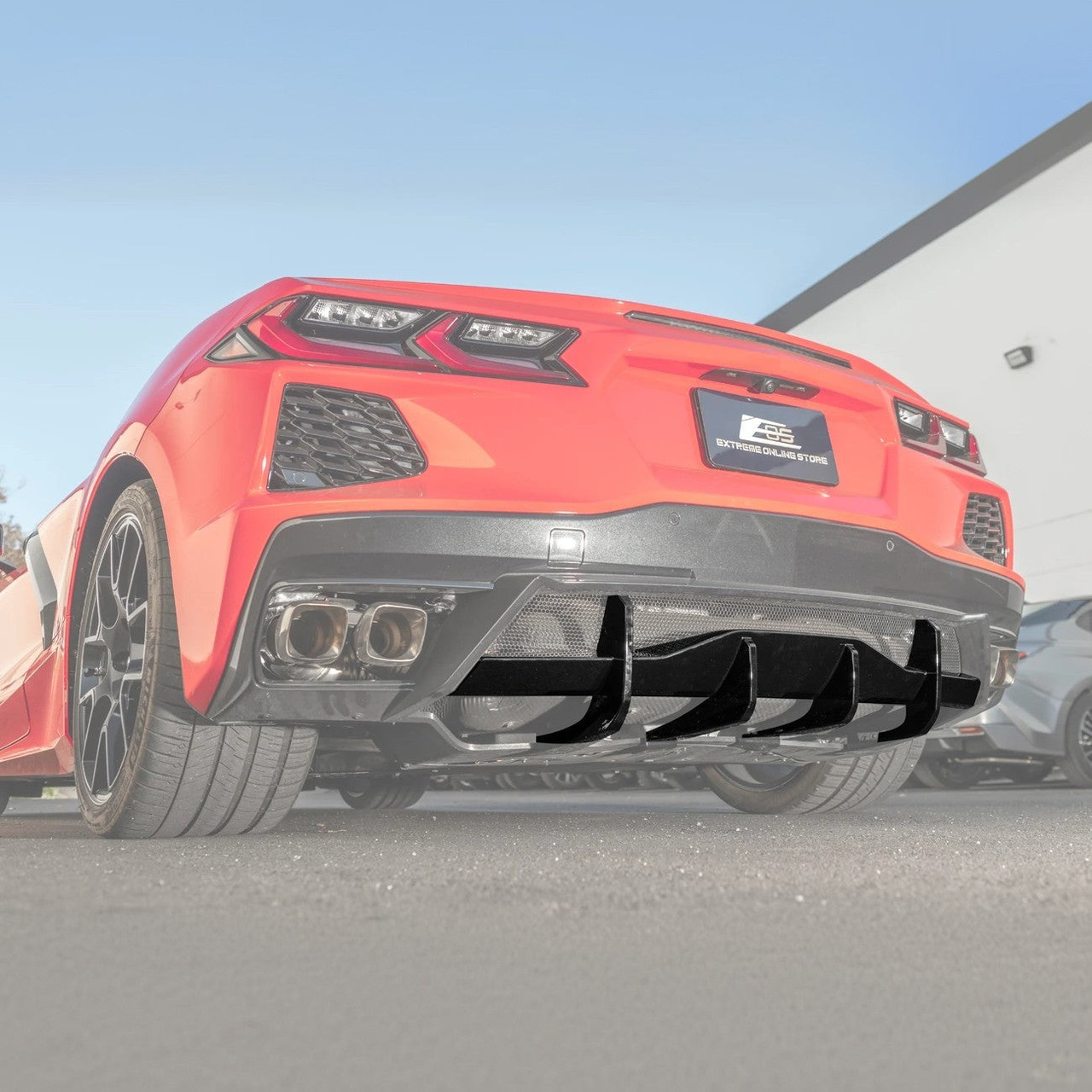 EOS Rear Bumper Add-on Diffuser Lip - Carbon Flash - C8 Corvette Stingray (DIFF-1065-V2-ABS)