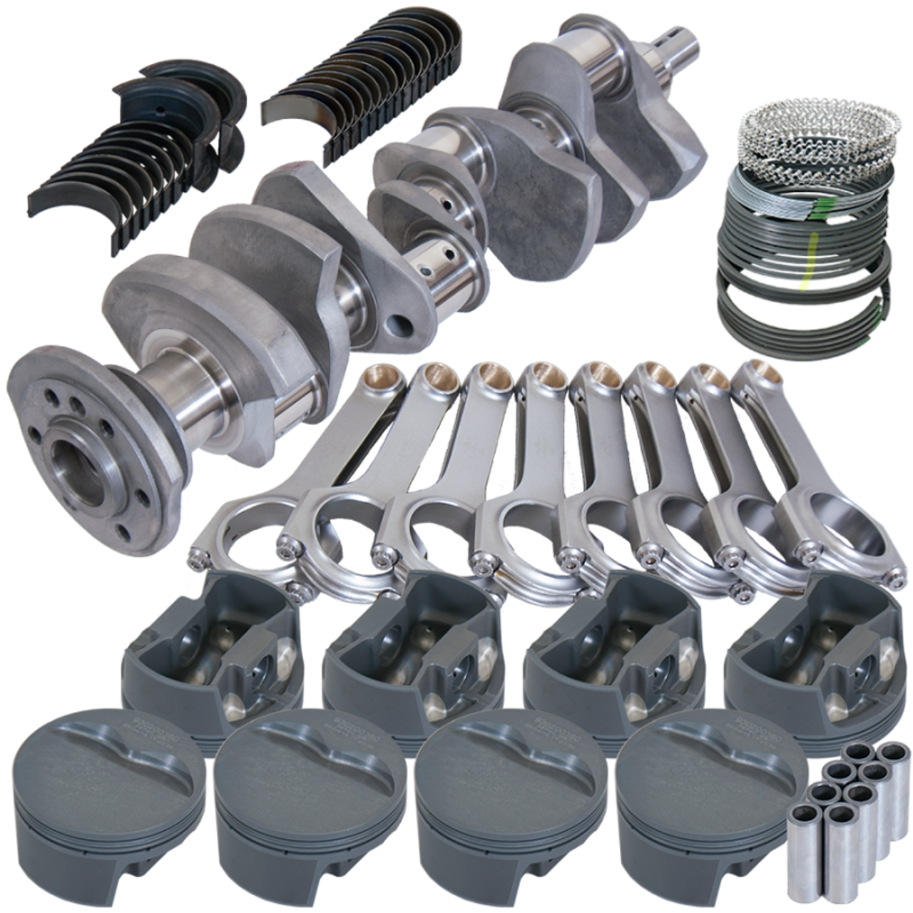 Eagle Chevy 327 3.250in Crank 6.125in H-Beam -5cc Flat Top 4.040in Pistons Rotating Assembly - 12323040