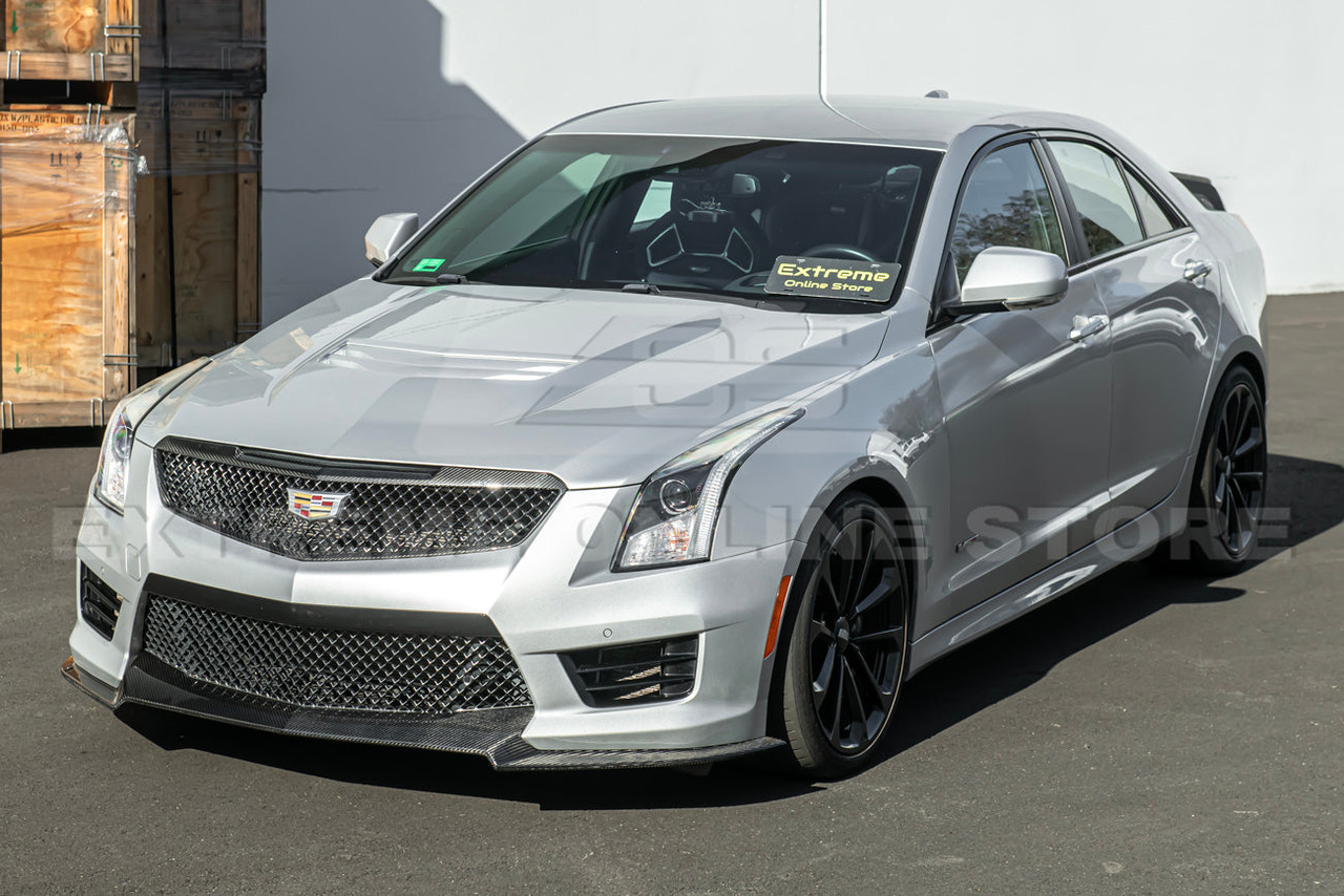 EOS OEM Track Package Front Splitter - Carbon Fiber - 16-19 ATS-V (FLIP-887-BKCF)