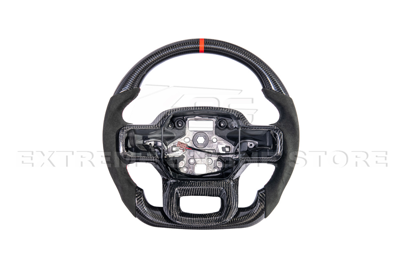 EOS Carbon Fiber Steering Wheel w. Alcantara w. Button Cover - 2021+ Ford F150