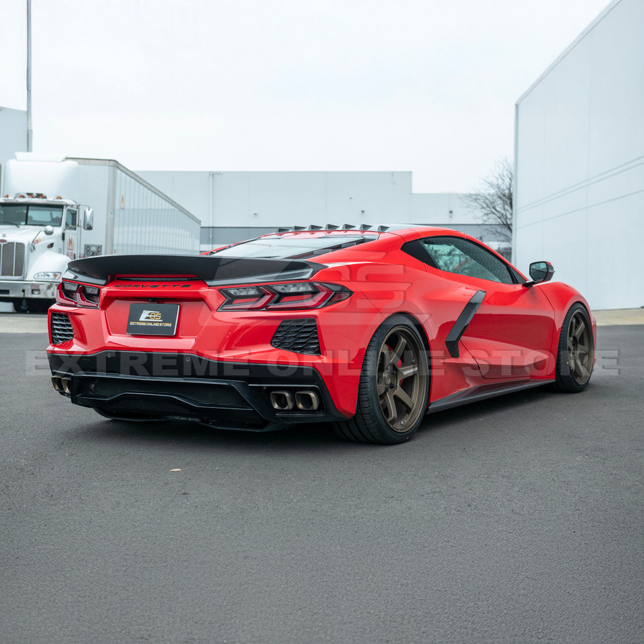 EOS Ducktail Rear Spoiler - Hydro-Dip Carbon Fiber - C8 Corvette (SPOILER-666-CFLK)