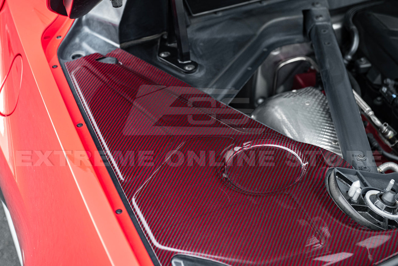 EOS Engine Bay Panel Cover 3 Piece Version - Red Carbon Fiber - C8 Corvette Coupe (EC-725-RDCF)