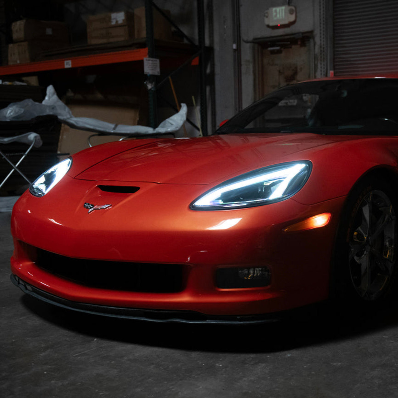 EOS C8 Style Headlights - Smoked Tinted Lens - 05-13 C6 Corvette Base / GS / Z06 / ZR1