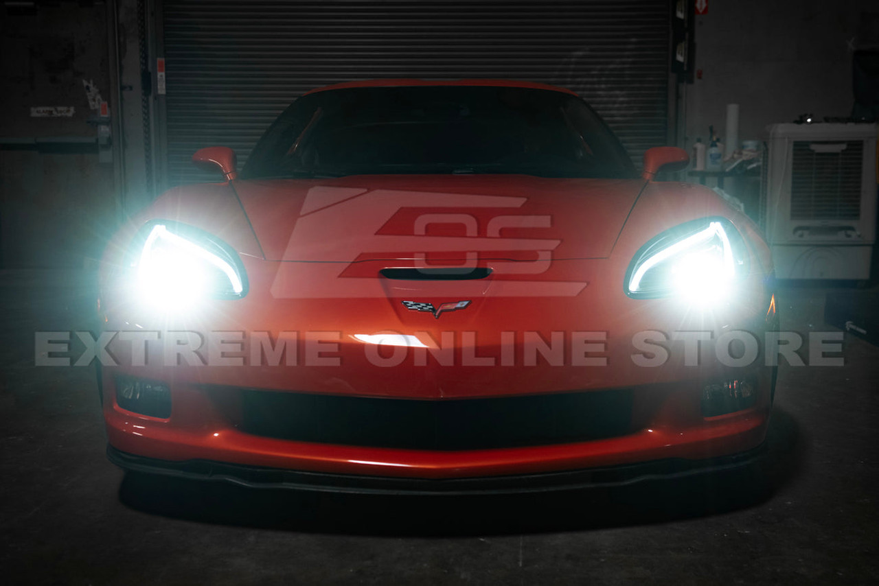 EOS C8 Style Headlights - Smoked Tinted Lens - 05-13 C6 Corvette Base / GS / Z06 / ZR1