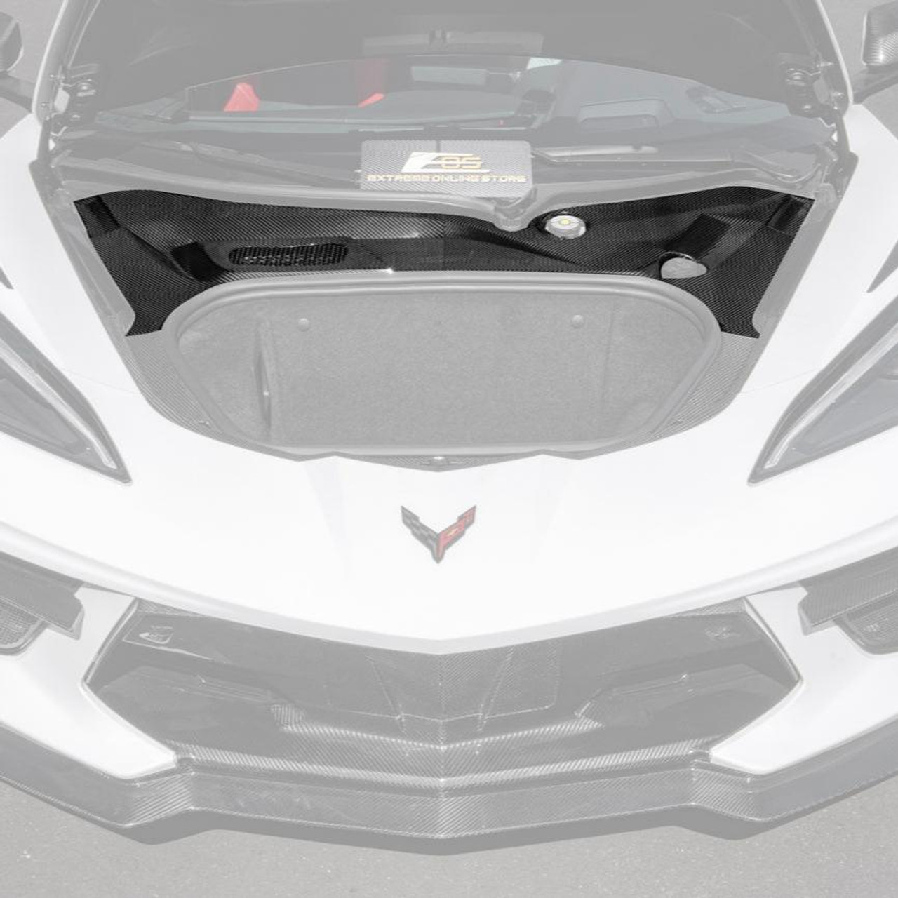 EOS Carbon Fiber Front Trunk Trim Kit - Upper - C8 Corvette (VENT-945-BKCF)