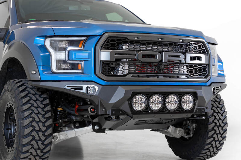Addictive Desert Designs 17-20 Ford F-150 Raptor Bomber Front Bumper w/ 4 Rigid 360 6in Round Mounts - F110014110103