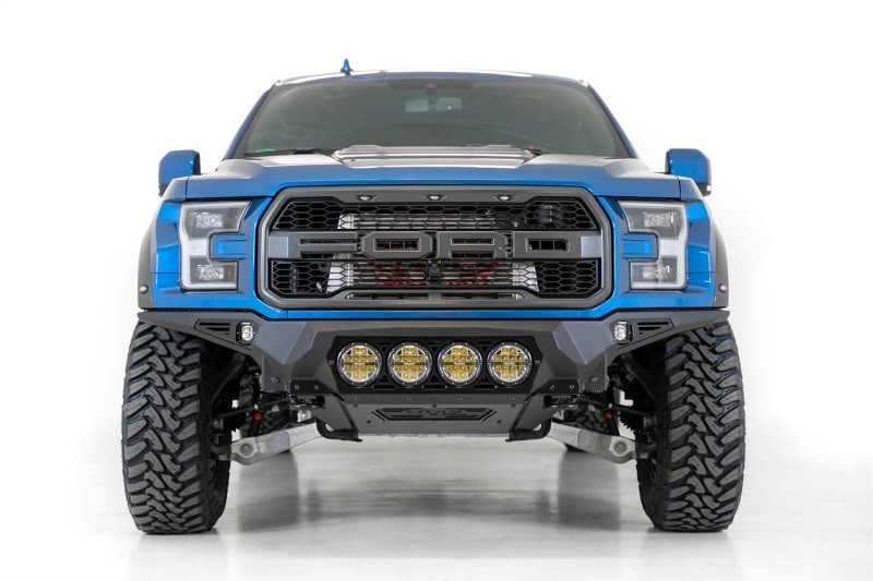 Addictive Desert Designs 17-20 Ford F-150 Raptor Bomber Front Bumper w/ 4 Rigid 360 6in Round Mounts - F110014110103