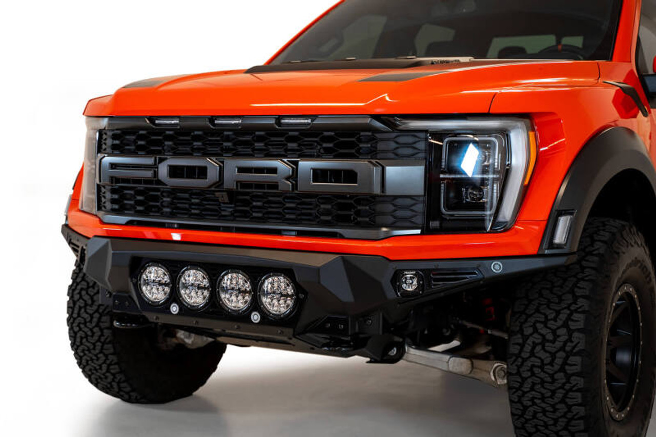 Addictive Desert Designs 2021+ Ford Raptor Bomber Front Bumper w/ 4 Rigid 360 6in Light Mounts - F210014110103
