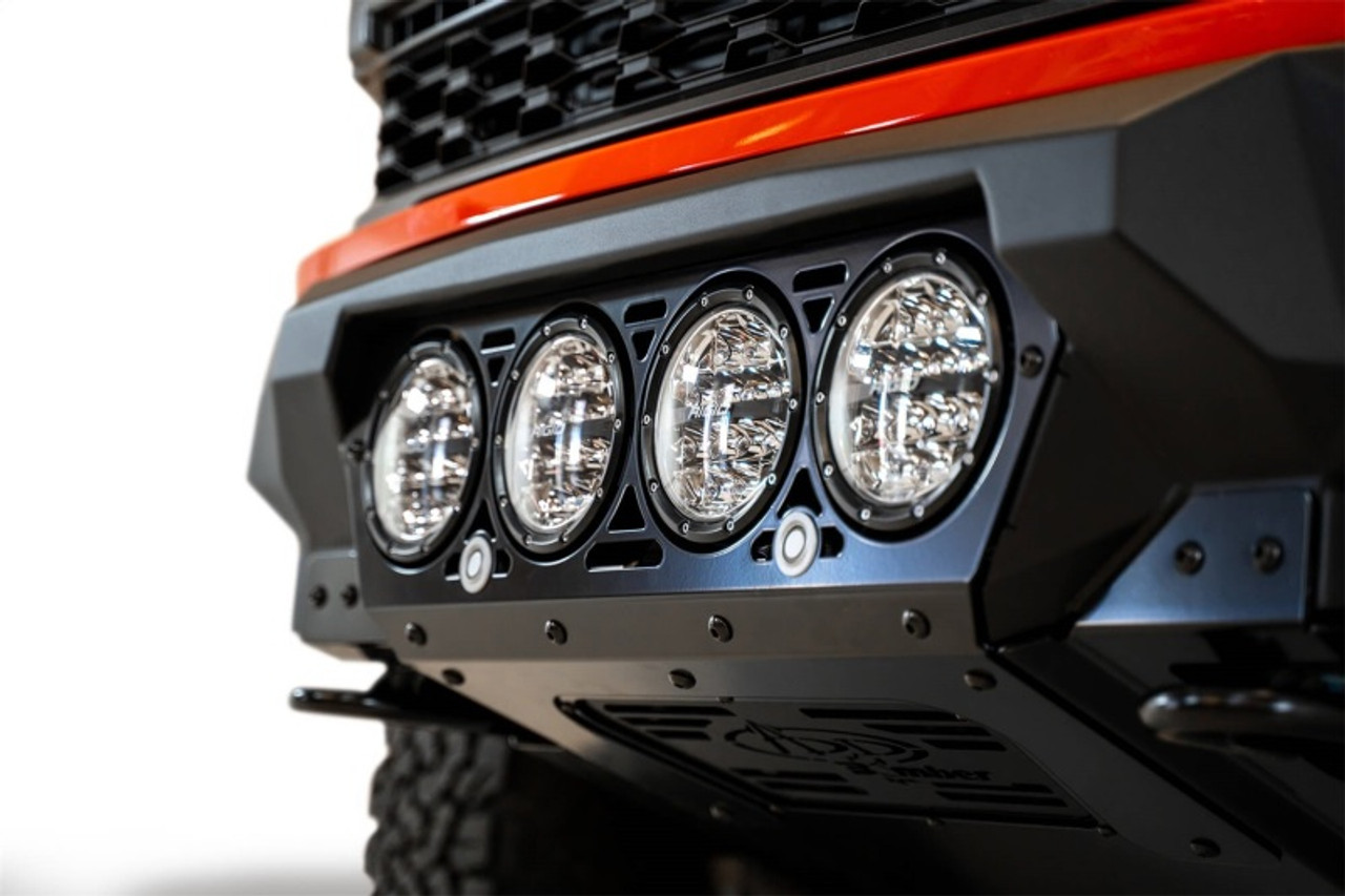 Addictive Desert Designs 2021+ Ford Raptor Bomber Front Bumper w/ 4 Rigid 360 6in Light Mounts - F210014110103