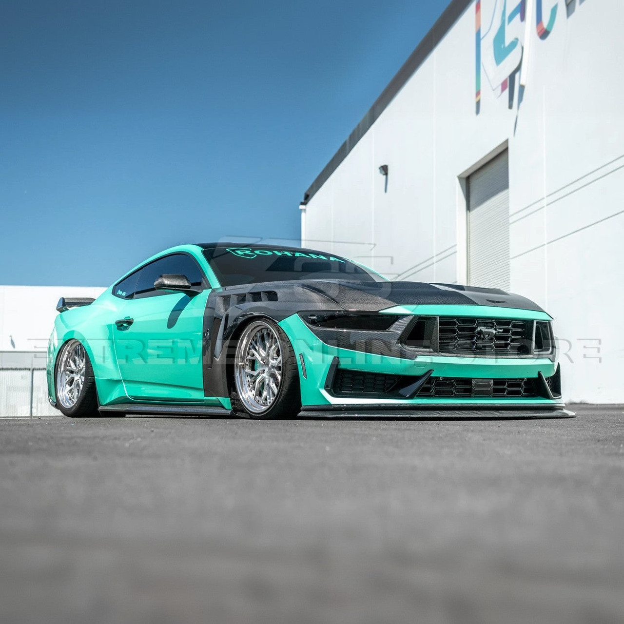 EOS Front Splitter Extended - Carbon Fiber - 2024+ Mustang Darkhorse S650 (FLIP-1101-BKCF)