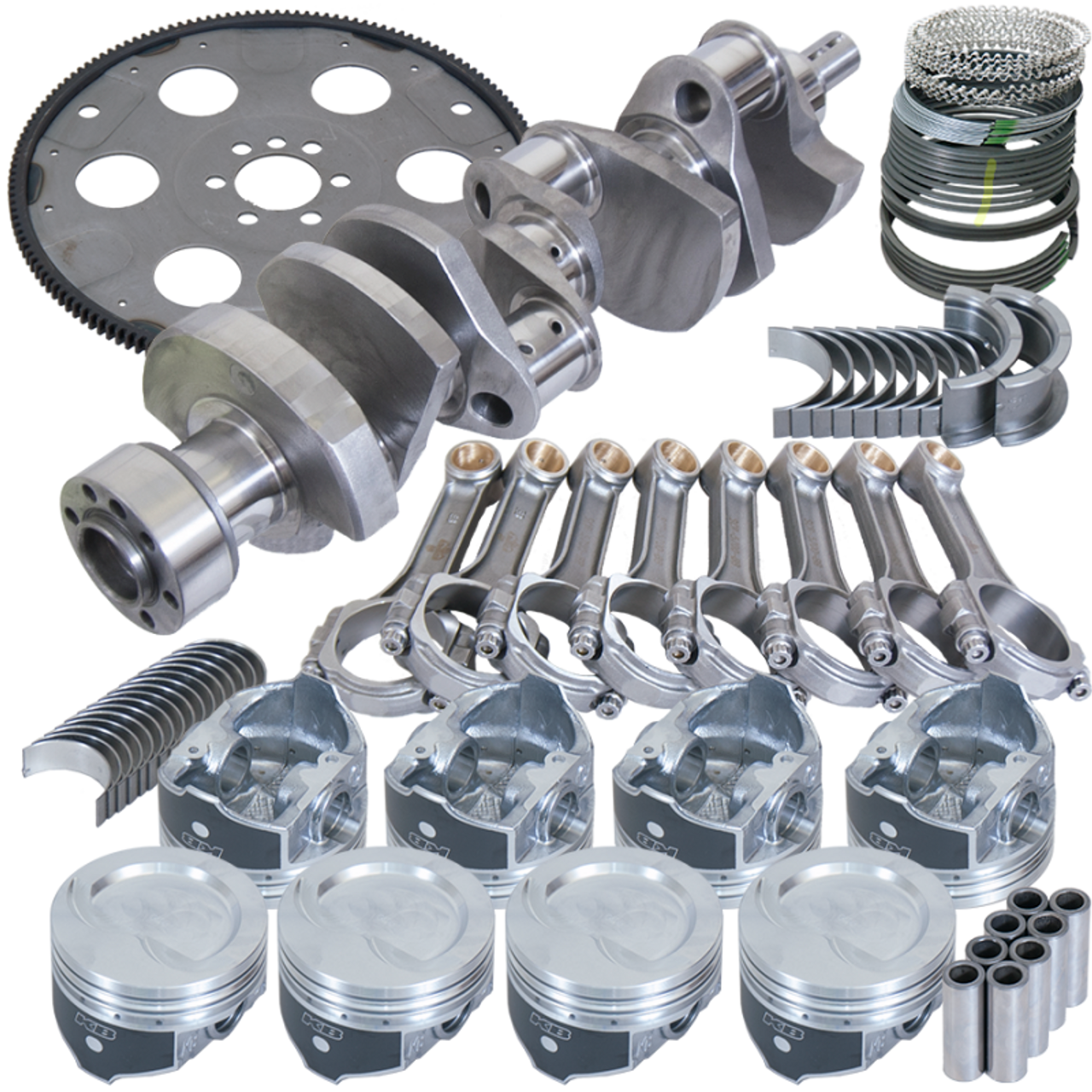 Eagle Chevy 350 1Pc 3.750in Crank 5.700in I-Beam Rod 4.040in Pistons 153 Tooth FP Balanced Assembly - B13054L04053
