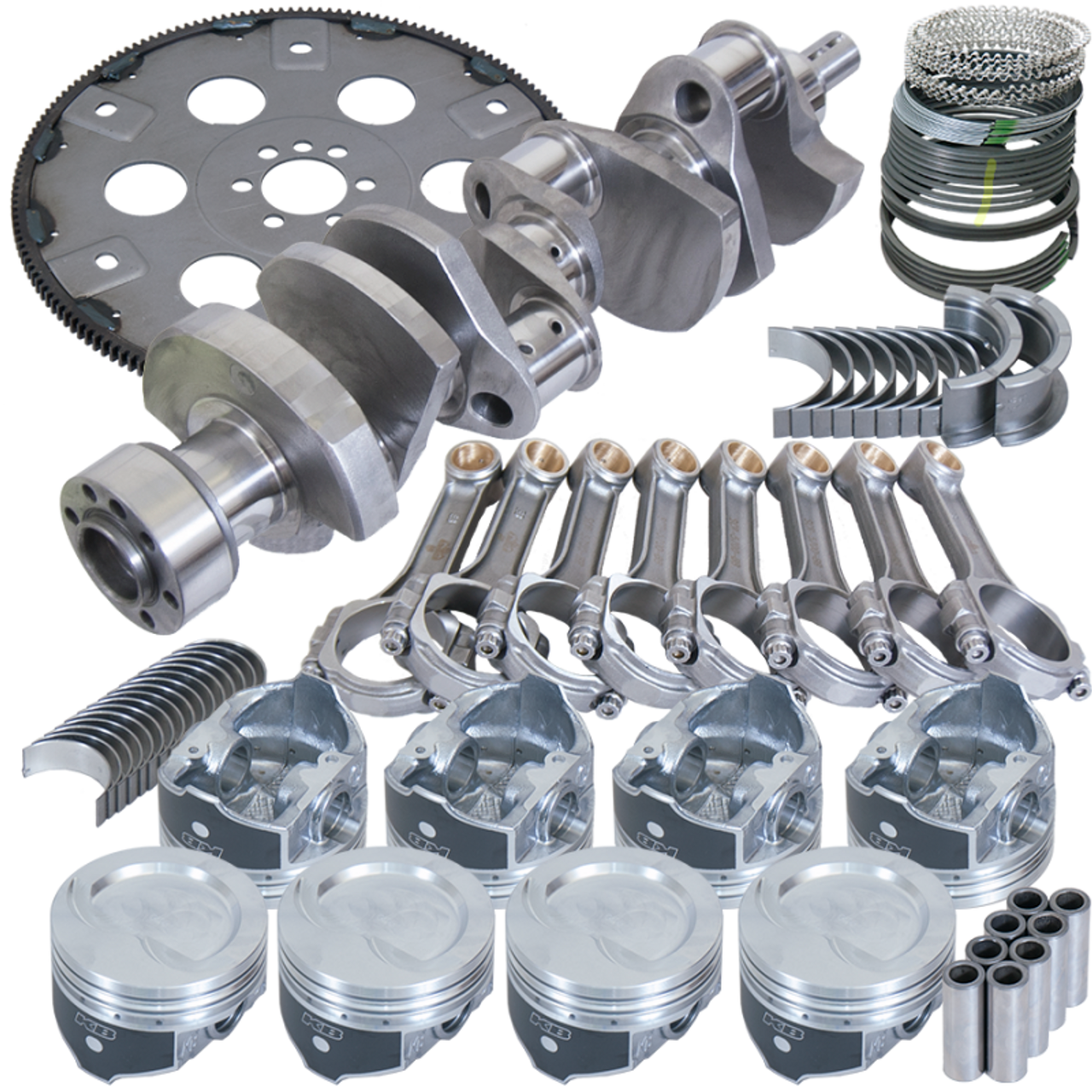 Eagle Chevy 350 1Pc 3.750in Crank 5.700in I-Beam Rod 4.060in Pistons 168 Tooth FP Balanced Assembly - B13054L06068