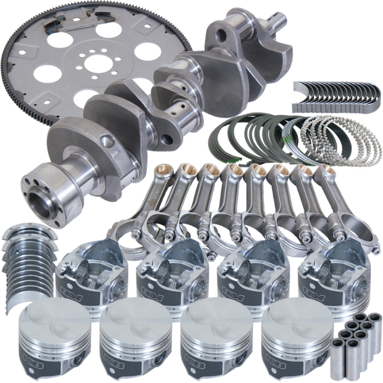 Eagle Chevy 305 1Pc 3.480in Crank 5.700in I-Beam Rods 3.776in Pistons 168 Tooth FP Balanced Assembly - B13101L04068