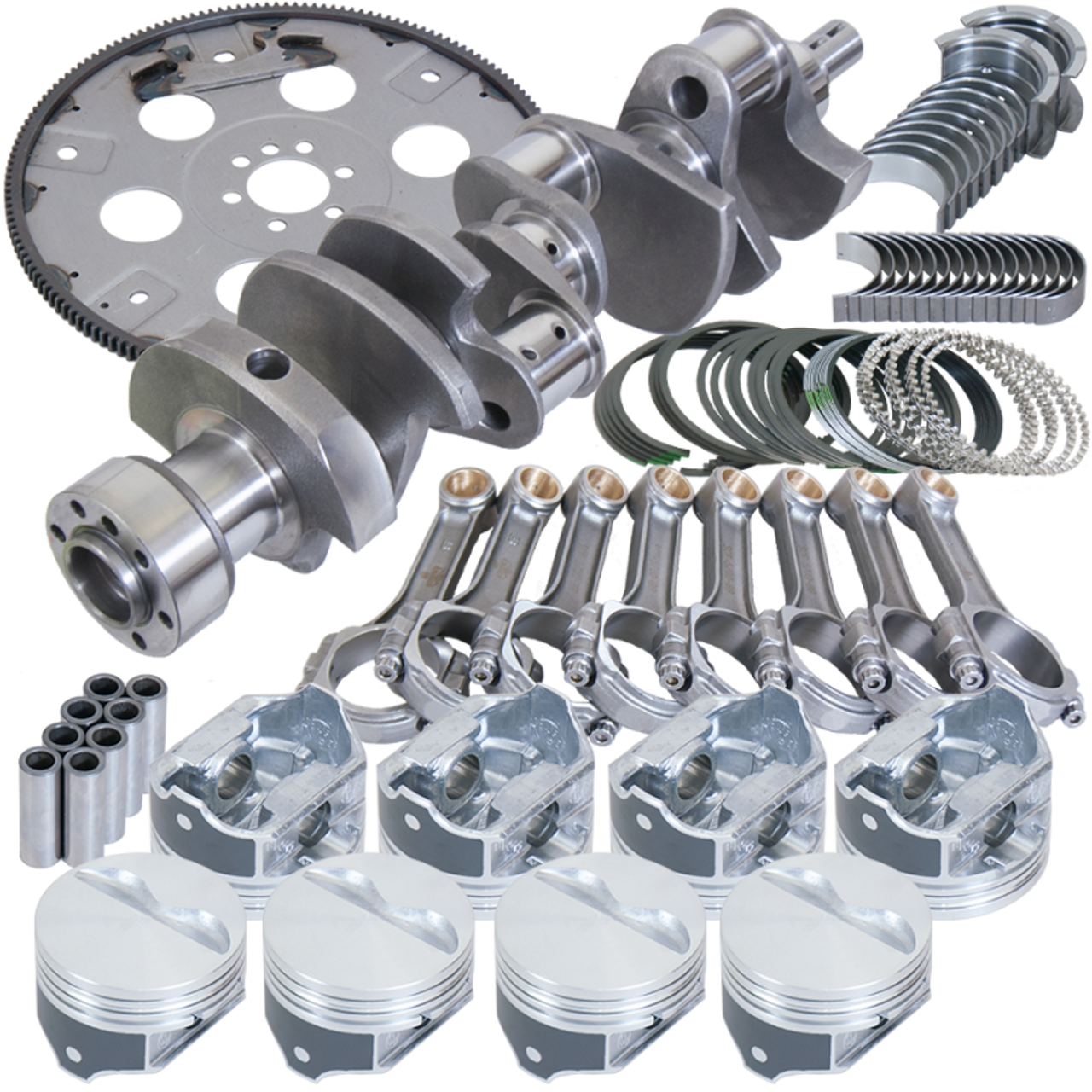 Eagle Chevy 350 1Pc 3.750in Crank 5.700in I-Beam Rods 4.000in Pistons 168 Tooth FP Balanced Assembly - B15505L00068