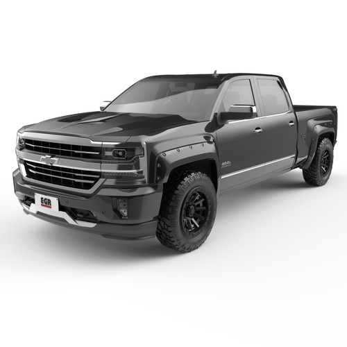 EGR 14+ Chev Silverado 6-8ft Bed Bolt-On Look Color Match Fender Flares - Set - Black - 791574-GBA