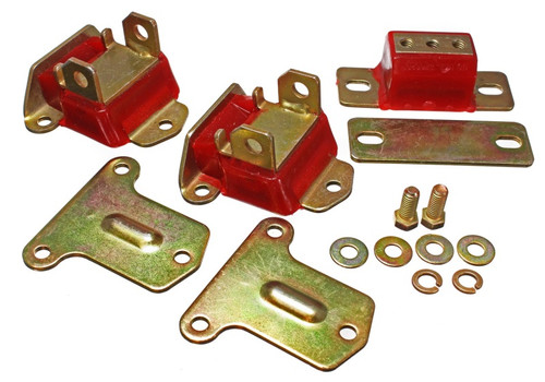 Energy Suspension 69-72 Camaro/70-73 Monte Carlo Red Complete Motor&Trans Mount Set Zinc Finish - 3.1122R