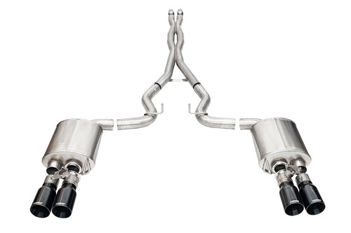 Corsa Xtreme Valved Catback Exhaust / Straight Cut Black PVD Tips - 2024+ S650 Mustang GT