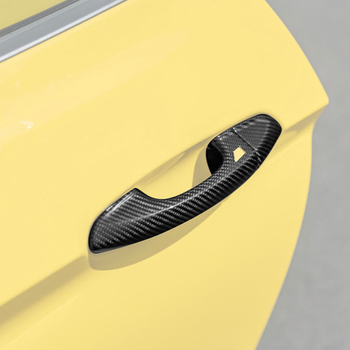 EOS Carbon Fiber Exterior Door Handle Covers - 15-23 Ford Mustang (VENT-1111-BKCF)