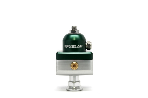 Fuelab 575 High Pressure Adjustable Mini FPR Blocking 25-65 PSI (1) -6AN In (2) -6AN Out - Green - 57504-6