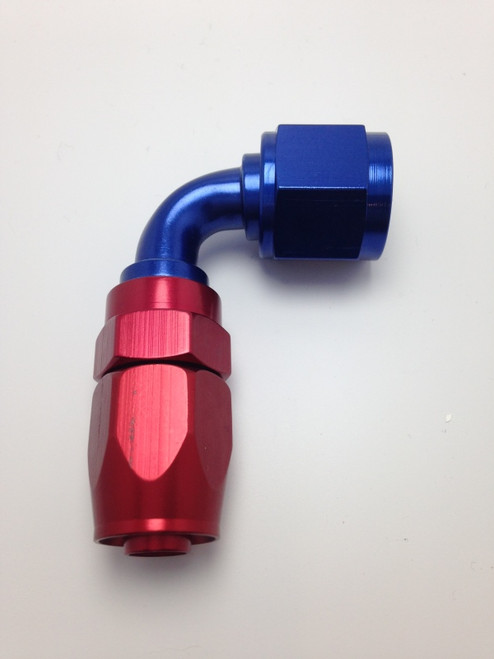 Fragola -16AN x 90 Degree Pro-Flow Hose End - Blue/Red - 229016