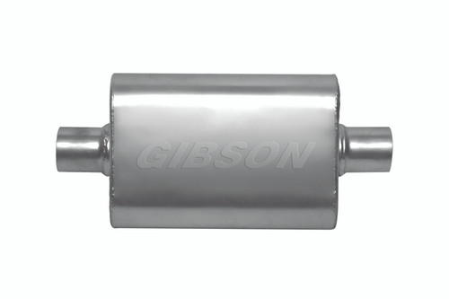 Gibson CFT Superflow Center/Center Oval Muffler - 4x9x13in/2.5in Inlet/2.5in Outlet - Stainless - 55112S