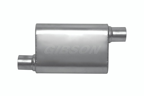 Gibson CFT Superflow Offset/Offset Oval Muffler - 4x9x18in/2.5in Inlet/2.5in Outlet - Stainless - 55172S