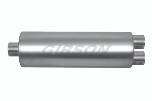Gibson SFT Superflow Offset/Dual Round Muffler - 8x24in/3in Inlet/2.25in Outlet - Stainless - 758300S