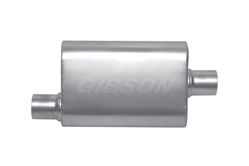 Gibson MWA Superflow Offset/Center Oval Muffler - 4x9x14in/2.25in Inlet/2.25in Outlet - Stainless - BM0100