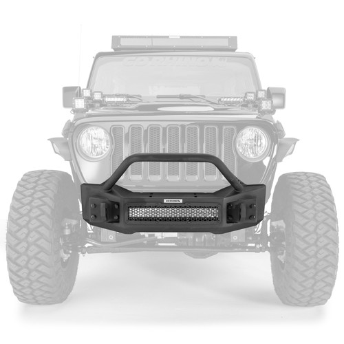 Go Rhino 07-20 Jeep Wrangler JL/JLU/JK/JKU/Gladiator JT Rockline Front Stubby Bumper w/ Overrider - 331101T
